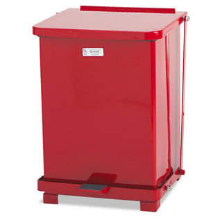 Rubbermaid® Commercial Defenders Heavy-Duty Steel Step Can, 4 gal, Steel, Red (RCPST7EPLRED)