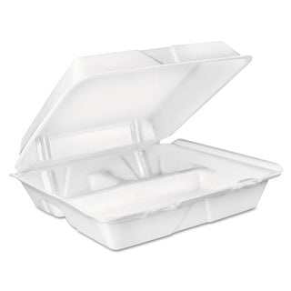 Dart® Large Foam Carryout, Food Container, 3-Compartment, White, 9-2/5x9x3 (DRC90HT3R)