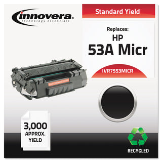 Innovera® Remanufactured Black MICR Toner Cartridge, Replacement for HP 53AM (Q7553AM), 3,000 Page-Yield (IVR7553MICR)
