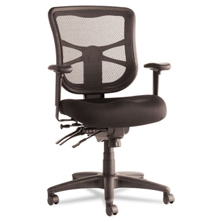 Alera® Elusion Series Mesh Mid-Back Multifunction Chair, Supports up to 275 lbs, Black Seat/Black Back, Black Base (ALEEL42ME10B)