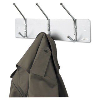 Safco® Metal Wall Rack, Three Ball-Tipped Double-Hooks, 18w x 3.75d x 7h, Satin Metal (SAF4161)