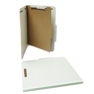 Universal® Four-Section Pressboard Classification Folders, 2" Expansion, 1 Divider, 4 Fasteners, Letter Size, Gray Exterior, 10/Box (UNV10252)