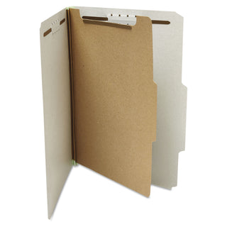 Universal® Four-Section Pressboard Classification Folders, 2" Expansion, 1 Divider, 4 Fasteners, Letter Size, Gray Exterior, 10/Box (UNV10252)