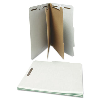 Universal® Six-Section Pressboard Classification Folders, 2" Expansion, 2 Dividers, 6 Fasteners, Letter Size, Gray Exterior, 10/Box (UNV10272)