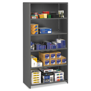 Tennsco Closed Commercial Steel Shelving, Six-Shelf, 36w x 18d x 75h, Medium Gray (TNNESPC61836MGY)