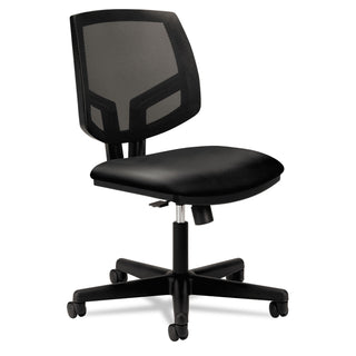 HON® Volt Series Mesh Back Leather Task Chair with Synchro-Tilt, Supports up to 250 lbs., Black Seat/Black Back, Black Base (HON5713SB11T)