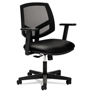 HON® Volt Series Mesh Back Leather Task Chair with Synchro-Tilt, Supports up to 250 lbs., Black Seat/Black Back, Black Base (HON5713SB11T)