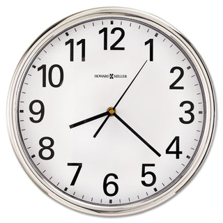 Howard Miller® Hamilton Wall Clock, 12" Overall Diameter, Silver Case, 1 AA (sold separately) (MIL625561)