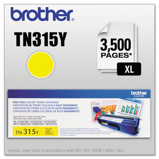 Brother TN315Y High-Yield Toner, 3500 Page-Yield, Yellow (BRTTN315Y)