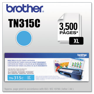 Brother TN315C High-Yield Toner, 3500 Page-Yield, Cyan (BRTTN315C)