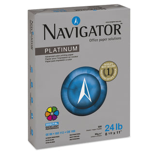 Navigator® Platinum Paper, 99 Bright, 24lb, 8.5 x 11, White, 500 Sheets/Ream, 10 Reams/Carton (SNANPL1124)