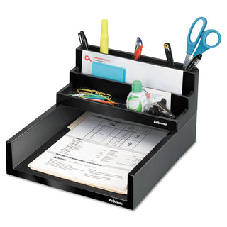 Fellowes® Designer Suites Desktop Organizer, 7 Compartments, Plastic, 11.13 x 5 x 3.78, Black Pearl (FEL8038901)