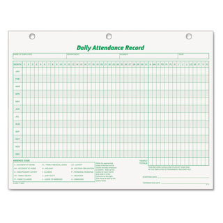 TOPS™ Daily Attendance Card, 8.5 x 11, 1/Page, 50 Forms (TOP3284)