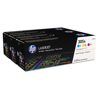 HP 305A, (CF370A-M) 3-pk Cyan/Magenta/Yellow Original LaserJet Toner Cartridges (HEWCF370AM)