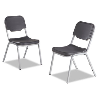 Iceberg Rough 'N Ready Original Stack Chair, Black Seat/Black Back, Silver Base, 4/Carton (ICE64111)