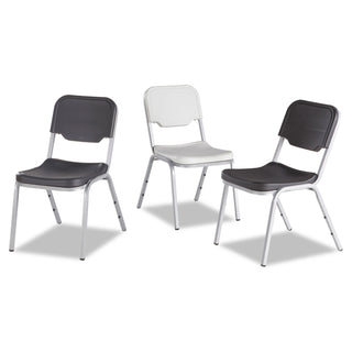 Iceberg Rough 'N Ready Original Stack Chair, Black Seat/Black Back, Silver Base, 4/Carton (ICE64111)