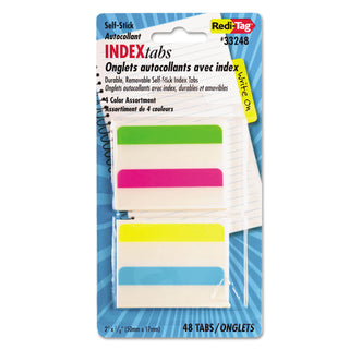 Redi-Tag® Write-On Index Tabs, 1/5-Cut Tabs, Assorted Colors, 2" Wide, 48/Pack (RTG33248)