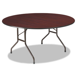 Iceberg Premium Wood Laminate Folding Table, 60 Dia. x 29h, Mahogany Top/Gray Base (ICE55264)