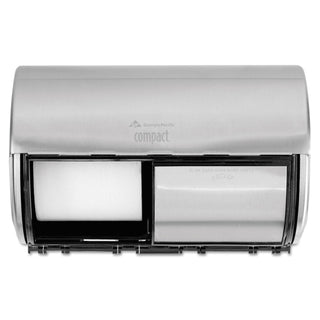 Georgia Pacific® Professional 2-Roll Side-by-Side Coreless High Capacity Toilet Paper Dispenser, Stainless Steel, 10 1/8 x 6 3/4 x 7 1/8 (GEP56798)