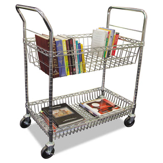 Alera® Carry-all Cart/Mail Cart, Two-Shelf, 34.88w x 18d x 39.5h, Silver (ALEMC3518SR)