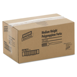 Dixie® Plastic Cutlery, Mediumweight Forks, White, 1,000/Carton (DIXPFM21)