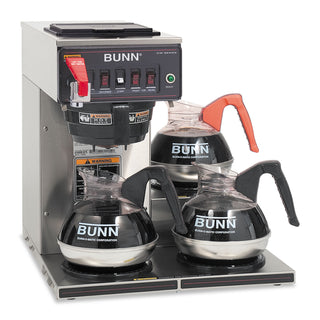 BUNN® CWTF-3 Three Burner Automatic Coffee Brewer, Stainless Steel, Black (BUNCWTF153LP)