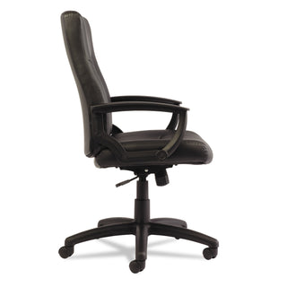 Alera® YR Series Executive High-Back Swivel/Tilt Leather Chair, Supports up to 275 lbs, Black Seat/Black Back, Black Base (ALEYR4119)