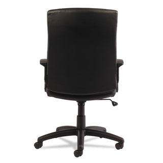 Alera® YR Series Executive High-Back Swivel/Tilt Leather Chair, Supports up to 275 lbs, Black Seat/Black Back, Black Base (ALEYR4119)