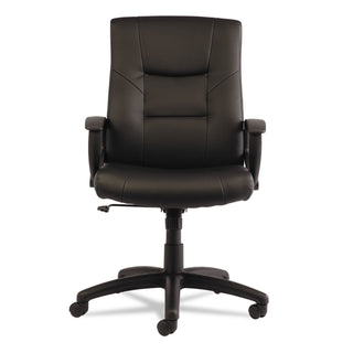 Alera® YR Series Executive High-Back Swivel/Tilt Leather Chair, Supports up to 275 lbs, Black Seat/Black Back, Black Base (ALEYR4119)