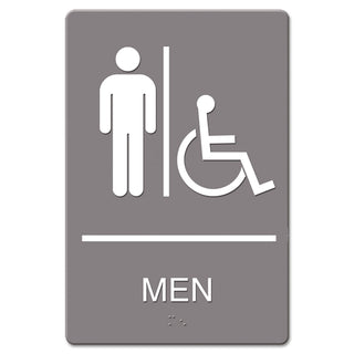 Headline® Sign ADA Sign, Men Restroom Wheelchair Accessible Symbol, Molded Plastic, 6 x 9, Gray (USS4815)