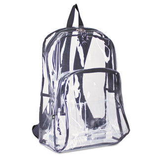 Eastsport® Backpack, PVC Plastic, 12 1/2 x 5 1/2 x 17 1/2, Clear/Black (EST193971BJBLK)
