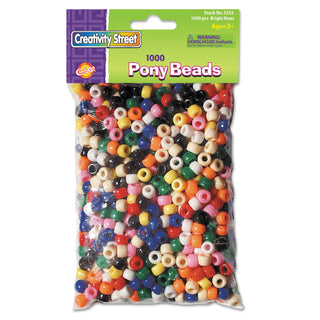 Creativity Street® Pony Beads, Plastic, 6 mm x 9 mm, Assorted Colors, 1,000/Set (CKC3552) (CKC3552)