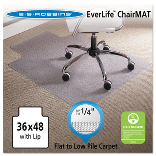 ES Robbins® Task Series Chair Mat with AnchorBar for Carpet up to 0.25", 36 x 48, Clear (ESR120023)