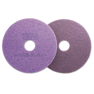 Scotch-Brite® Diamond Floor Pads, 20" Diameter, Purple, 5/Carton (MMM08418)