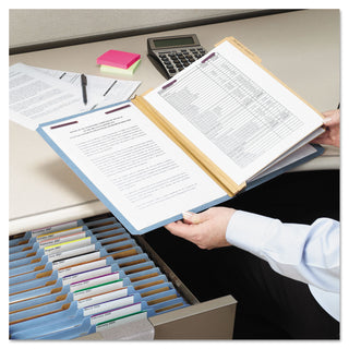 Smead™ Six-Section Pressboard Top Tab Classification Folders with SafeSHIELD Fasteners, 2 Dividers, Legal Size, Blue, 10/Box (SMD19030)