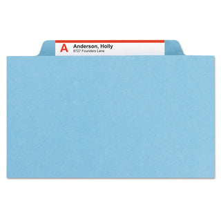 Smead™ Six-Section Pressboard Top Tab Classification Folders with SafeSHIELD Fasteners, 2 Dividers, Letter Size, Blue, 10/Box (SMD14030)