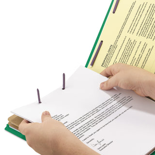 Smead™ 6-Section Pressboard Top Tab Pocket-Style Classification Folders with SafeSHIELD Fasteners, 2 Dividers, Letter, Green, 10/Box (SMD14083)
