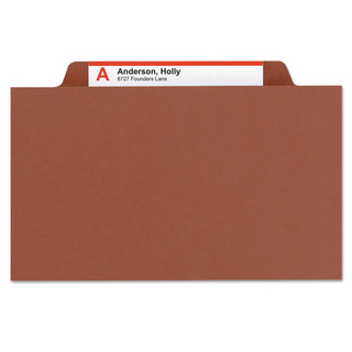 Smead™ 100% Recycled Pressboard Classification Folders, 3 Dividers, Letter Size, Red, 10/Box (SMD14099)