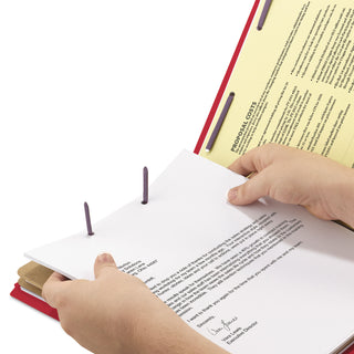 Smead™ 6-Section Pressboard Top Tab Pocket-Style Classification Folders with SafeSHIELD Fasteners, 2 Dividers, Letter, Red, 10/Box (SMD14082)