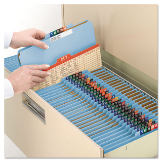 Smead™ Eight-Section Pressboard Top Tab Classification Folders with SafeSHIELD Fasteners, 3 Dividers, Letter Size, Blue, 10/Box (SMD14094)