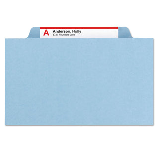 Smead™ Six-Section Pressboard Top Tab Classification Folders with SafeSHIELD Fasteners, 2 Dividers, Legal Size, Blue, 10/Box (SMD19030)