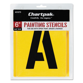 Chartpak® Painting Stencil Set, A-Z Set/0-9, Manila, 35/Set (CHA01575)