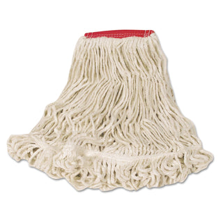 Rubbermaid® Commercial Super Stitch Looped-End Wet Mop Head, Cotton/Synthetic, Large Size, Red/White (D25306WH)
