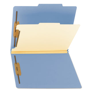 Smead™ Colored Top Tab Classification Folders, 1 Divider, Letter Size, Blue, 10/Box (SMD13701)