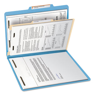 Smead™ Colored Top Tab Classification Folders, 1 Divider, Letter Size, Blue, 10/Box (SMD13701)