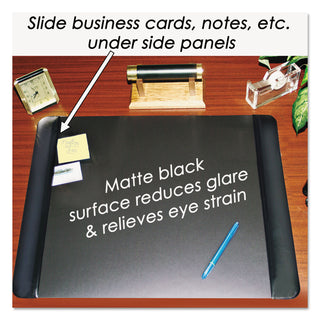 Artistic® Executive Desk Pad with Antimicrobial Protection, Leather-Like Side Panels, 24 x 19, Black (AOP413841)