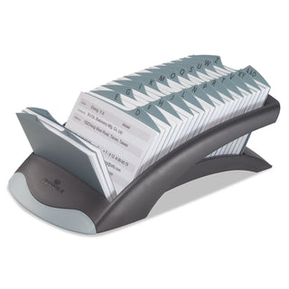Durable® TELINDEX Desk Address Card File, Holds 500 4 1/8 x 2 7/8 Cards, Graphite/Black (DBL241201)