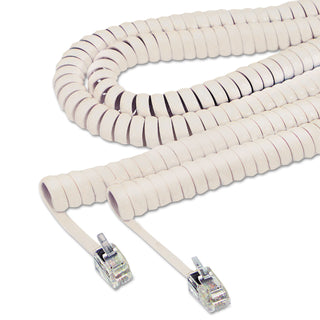 Softalk® Coiled Phone Cord, Plug/Plug, 12 ft., Ivory (SOF48100)