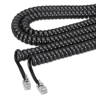 Softalk® Coiled Phone Cord, Plug/Plug, 12 ft., Black (SOF48102)
