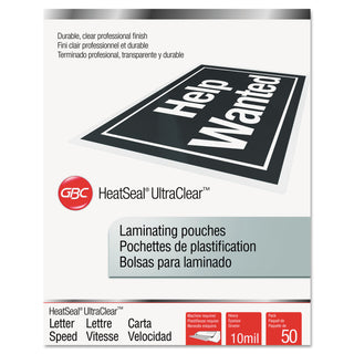 GBC® UltraClear Thermal Laminating Pouches, 10 mil, 9" x 11.5", Gloss Clear, 50/Box (GBC3745091)